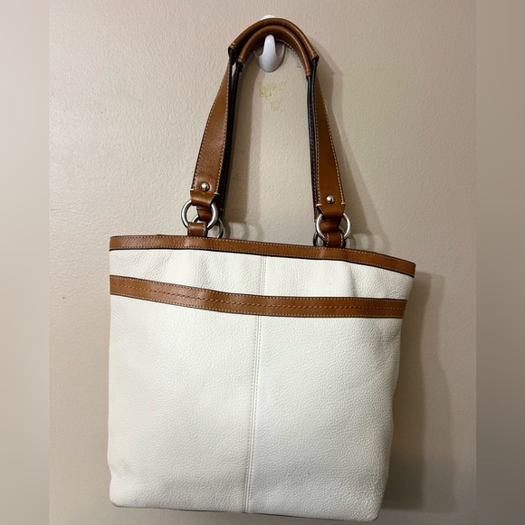 Rare Coach Authentic Penelope Purse F14683 White Cream & Brown Pebble Leather - Picture 5 of 13